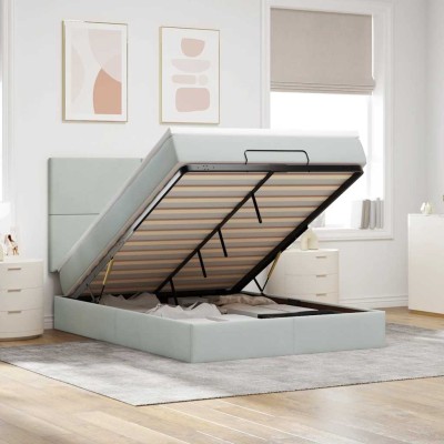 Estructura cama otomana con colchones gris claro 140x200cm
