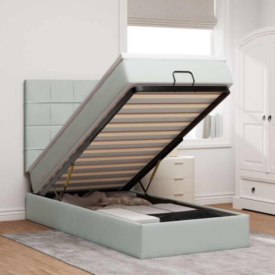 Estructura cama otomana colchones gris claro 80x200cm