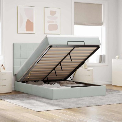 Estructura cama otomana con colchones gris claro 140x200cm