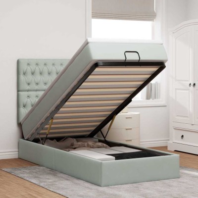 Estructura cama otomana colchones gris claro 90x200cm