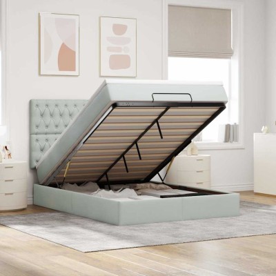 Estructura cama otomana con colchones gris claro 140x200cm