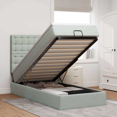 Estructura cama otomana colchones gris claro 100x200cm