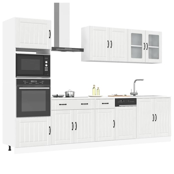 Conjunto de armarios de cocina "Lucca" de 7 piezas, madera de ingeniería blanca brillante
