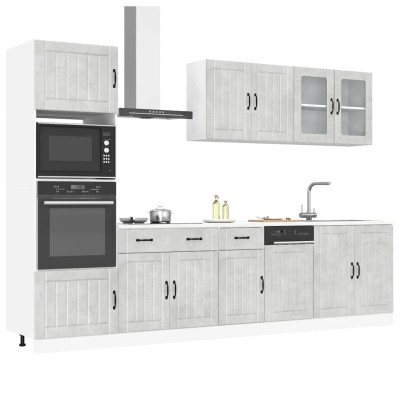 Conjunto de armarios de cocina "Lucca" de 7 piezas en madera de ingeniería gris hormigón
