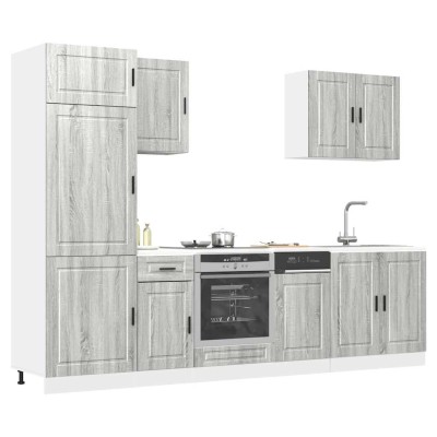 Conjunto de armarios de cocina "Porto" de 7 piezas en madera de ingeniería Sonoma gris