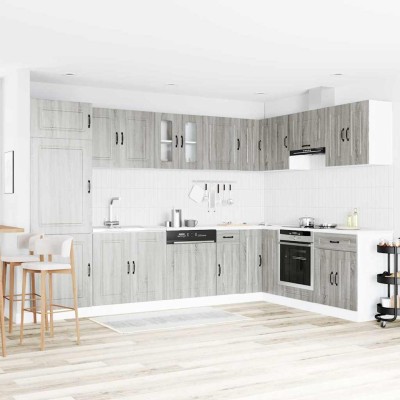Gabinete de cocina con puerta 2 pcs Gris 80 x 46 x 81.5 cm