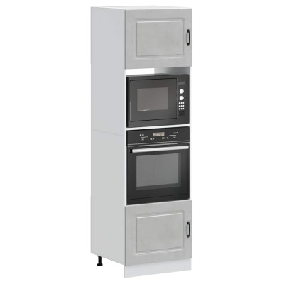 Armarios para horno (2 unidades) "Kalmar" de madera de ingeniería gris hormigón
