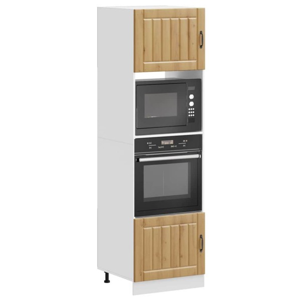Armarios para horno 2 piezas "Lucca" de madera de ingeniería de roble artesanal