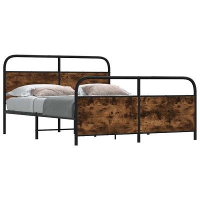 Estructura de cama sin colchón metal roble ahumado 150x200 cm