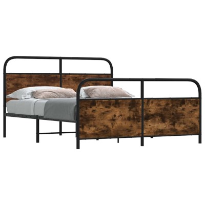 Estructura de cama sin colchón metal roble ahumado 183x213 cm