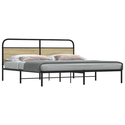 Estructura de cama sin colchón metal roble Sonoma 180x200 cm