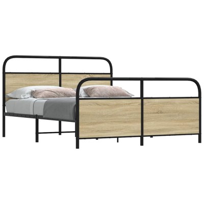Estructura de cama sin colchón metal roble Sonoma 160x200 cm
