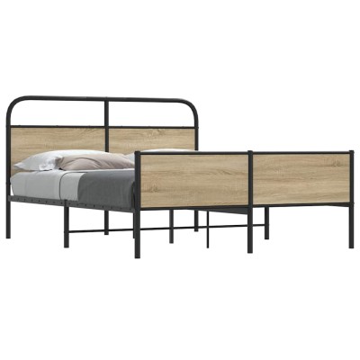 Estructura de cama sin colchón metal roble ahumado 180x200 cm