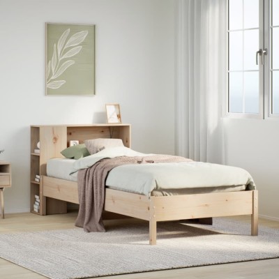 Cama con estantería sin colchón madera maciza de pino 75x190 cm