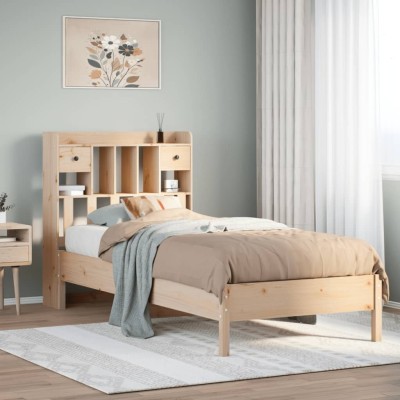 Cama con estantería sin colchón madera maciza de pino 75x190 cm
