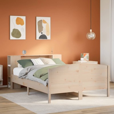 Cama con estantería sin colchón madera maciza de pino 135x190cm