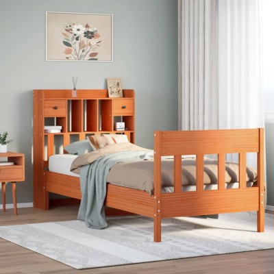 Estructura de cama sin colchón madera maciza marrón 75x190 cm