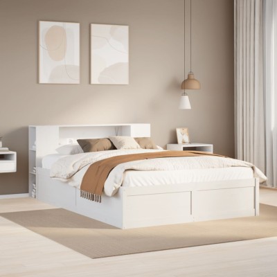 Estructura de cama sin colchón madera de pino blanca 140x190 cm