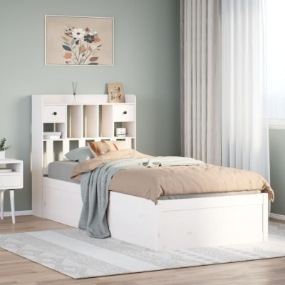 Estructura de cama sin colchón madera maciza blanca 75x190 cm