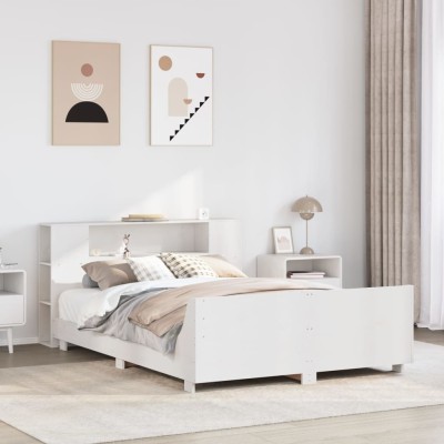 Estructura de cama sin colchón madera de pino blanca 140x190 cm