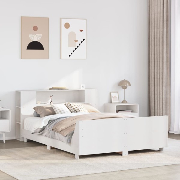 Estructura de cama sin colchón madera de pino blanca 140x190 cm