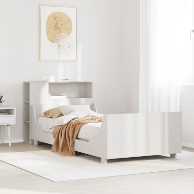 Estructura de cama sin colchón madera maciza blanca 75x190 cm