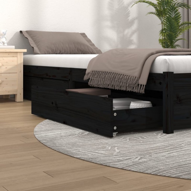 Cajones de cama 4 unidades madera maciza de pino negro