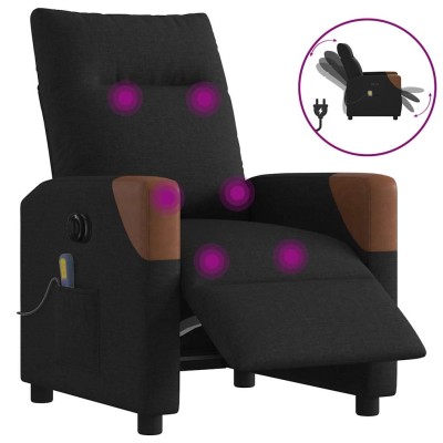 Sillón reclinable de masaje eléctrico tela negro