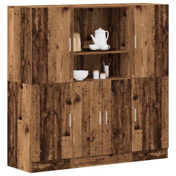 Mueble de cocina 3 piezas madera contrachapada madera vieja