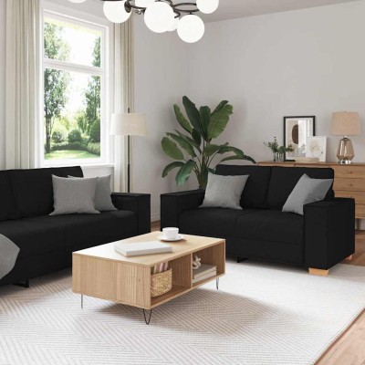 Juego de Sofá con cojín 3 pcs Negro 220 x 78 x 84 cm tela
