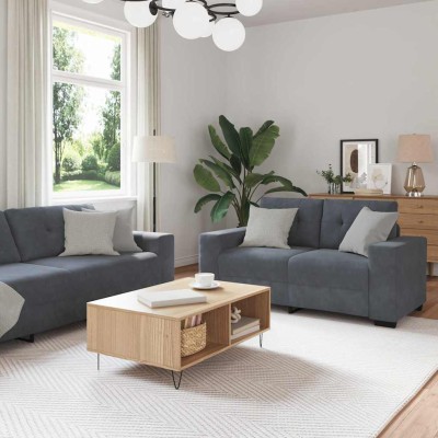 Juego de Sofá con cojín 3 pcs Gris 221 x 78 x 80 cm Terciopelo