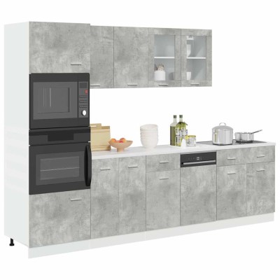 Conjunto de muebles de baño "Lyon" de 7 piezas en madera de ingeniería gris hormigón