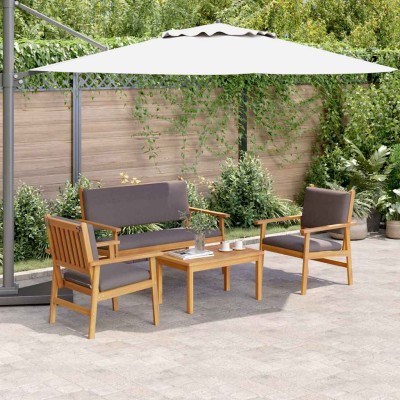 Conjunto de sofá de jardín 4 pcs Marrón 75 x 45 x 38cm