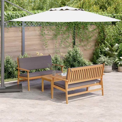 Conjunto de sofá de jardín 3 pcs Marrón 75 x 45 x 38cm