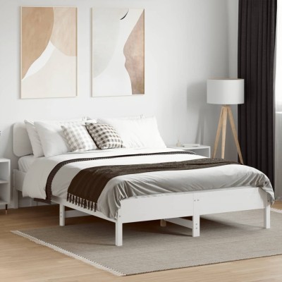 Estructura de cama sin colchón madera de pino blanca 150x200 cm