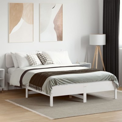 Estructura de cama sin colchón madera de pino blanca 140x200 cm