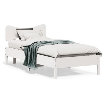Estructura de cama sin colchón madera maciza blanca 75x190 cm