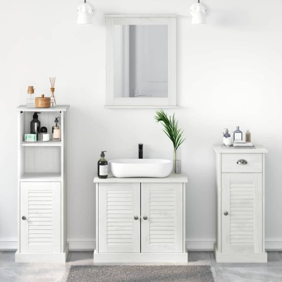 Juego de muebles de baño 3 pcs blanco antiguo 37 x 34 x 110 cm