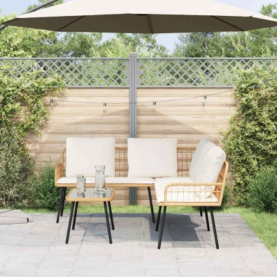 Conjunto de sofá de jardín 2 pcs Natural ratán sintético