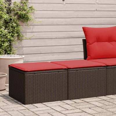 Set sofás jardín y cojines 2 pzas ratán sintético acacia marrón