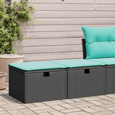 Set sofás jardín y cojines 2 pzas ratán sintético acacia negro