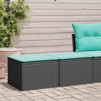 Set sofás jardín y cojines 2 pzas ratán sintético acacia negro