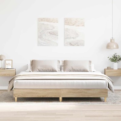 Estructura de cama madera de ingeniería roble Sonoma 160x200 cm