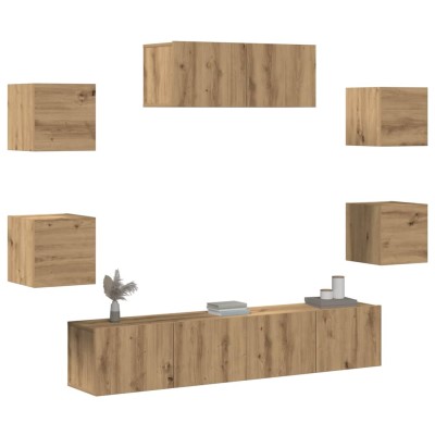 Mueble para TV de pared 7 piezas roble artesanal