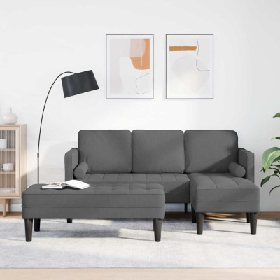 Juego de Sofá 2 pcs Gris oscuro 173 x 131 x 67 cm tela