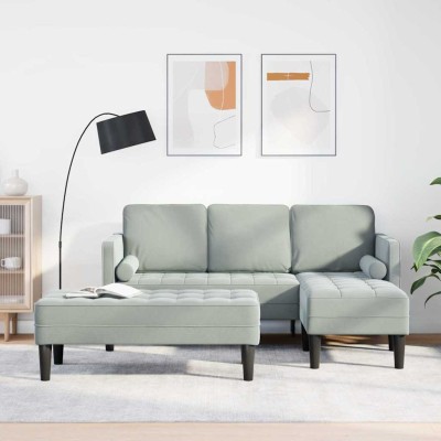 Juego de Sofá 2 pcs Gris claro 173 x 131 x 67 cm Terciopelo