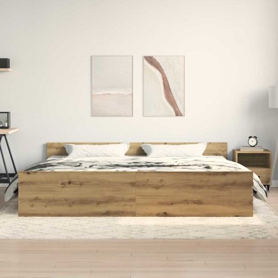 Estructura de cama con cabecera Roble artisan 200 x 200 cm