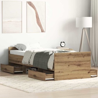 Estructura de cama con cabecera Roble artisan 75 x 190 cm