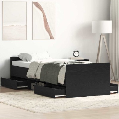 Estructura de cama Roble negro 75 x 190 cm Madera contrachapada
