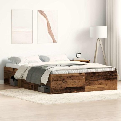 Estructura de cama sin colchón madera antigua 135x190 cm